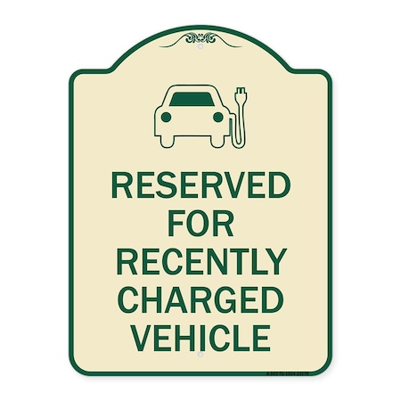 Signmission Reserved for Recently Charged Vehicle W/ Graphic Heavy-Gauge Aluminum Sign, 24" x 18", TG-1824-23178 A-DES-TG-1824-23178